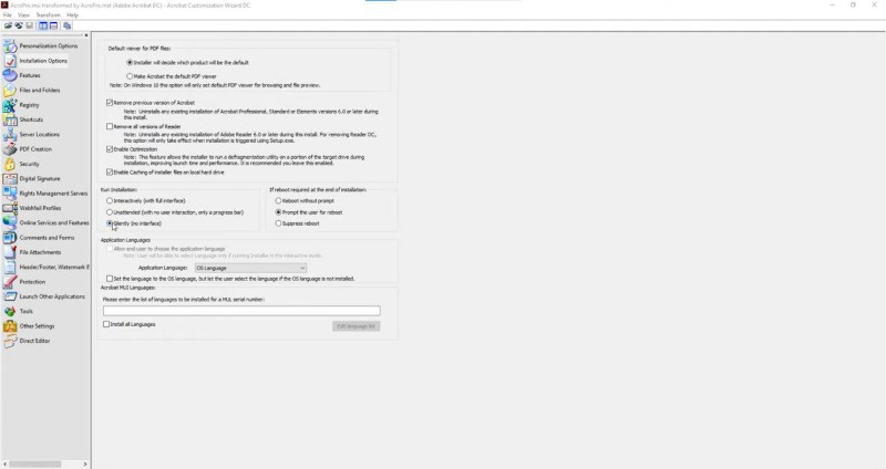 adobe wizard settings