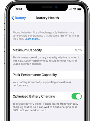 check battery health to fix iphone boot loop