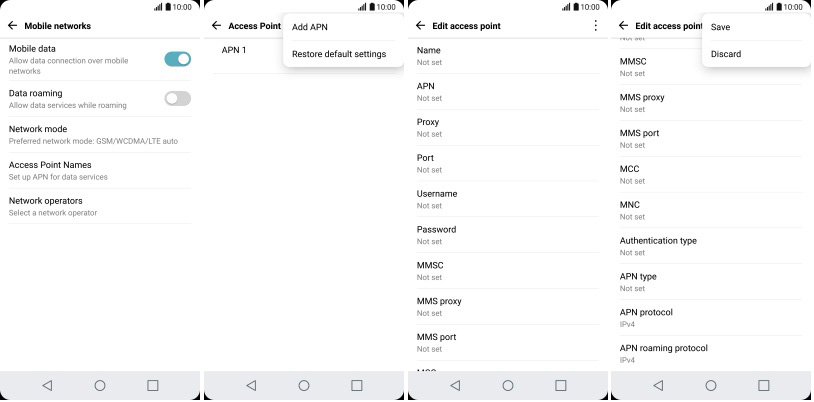 reset apn to resolve mms issues on android