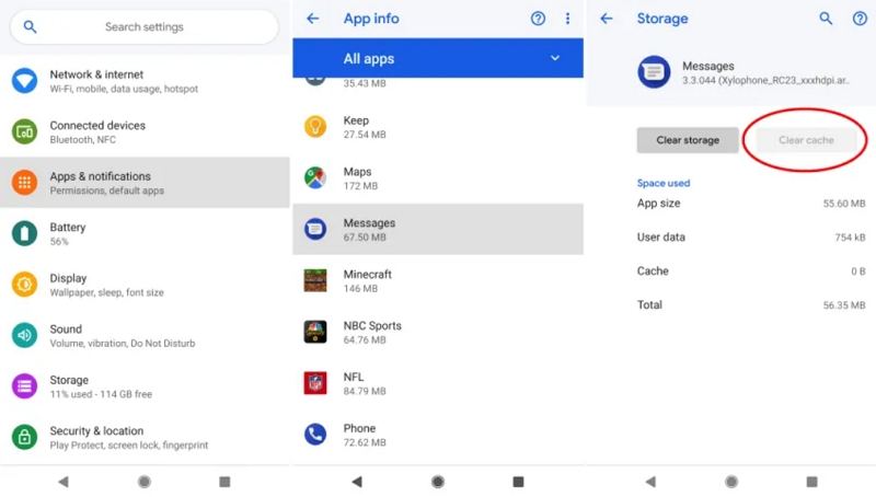 contact names not showing in messages android