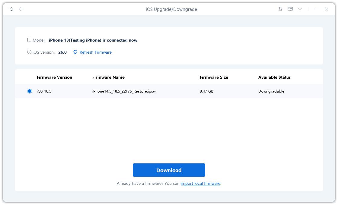 downgrade ios 26 beta