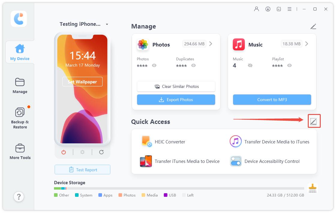 enable iPhone developer mode with iCareFone