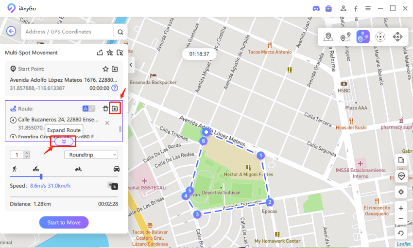 ianygo expand route option