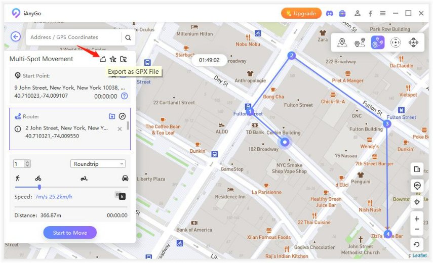 ianygo export gpx multi spot