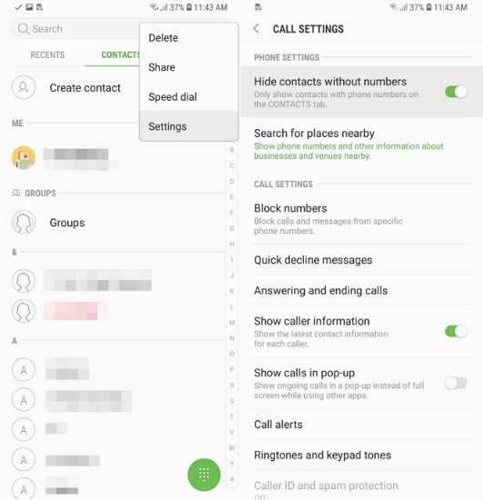 contact names not showing in messages android