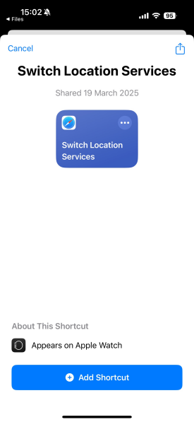 Switch Location Services widget