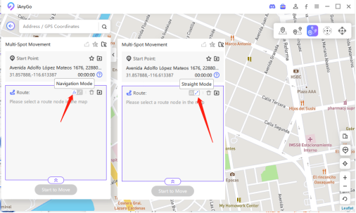 ianygo multi spot movement Navigation Mode