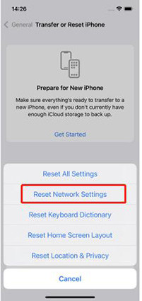 check network settings for update iphone