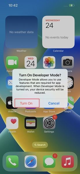 turn on iPhone developer mode ios 18
