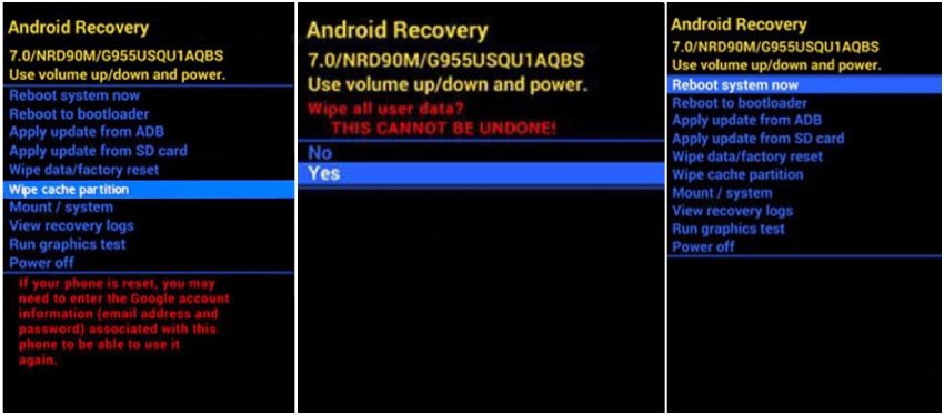 fix samsung black screen of death - wipe cache partition