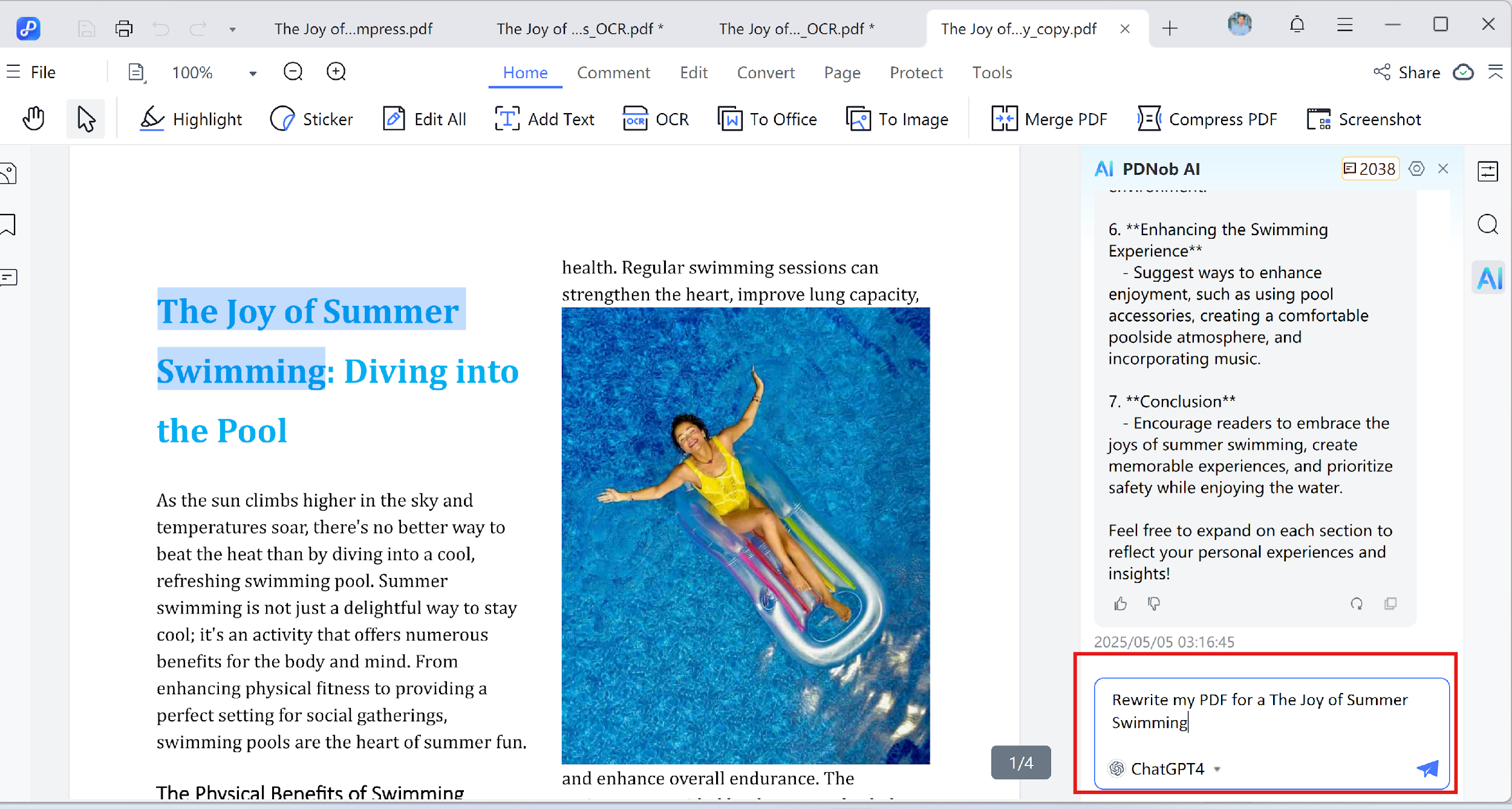chat with pdf to rewrite