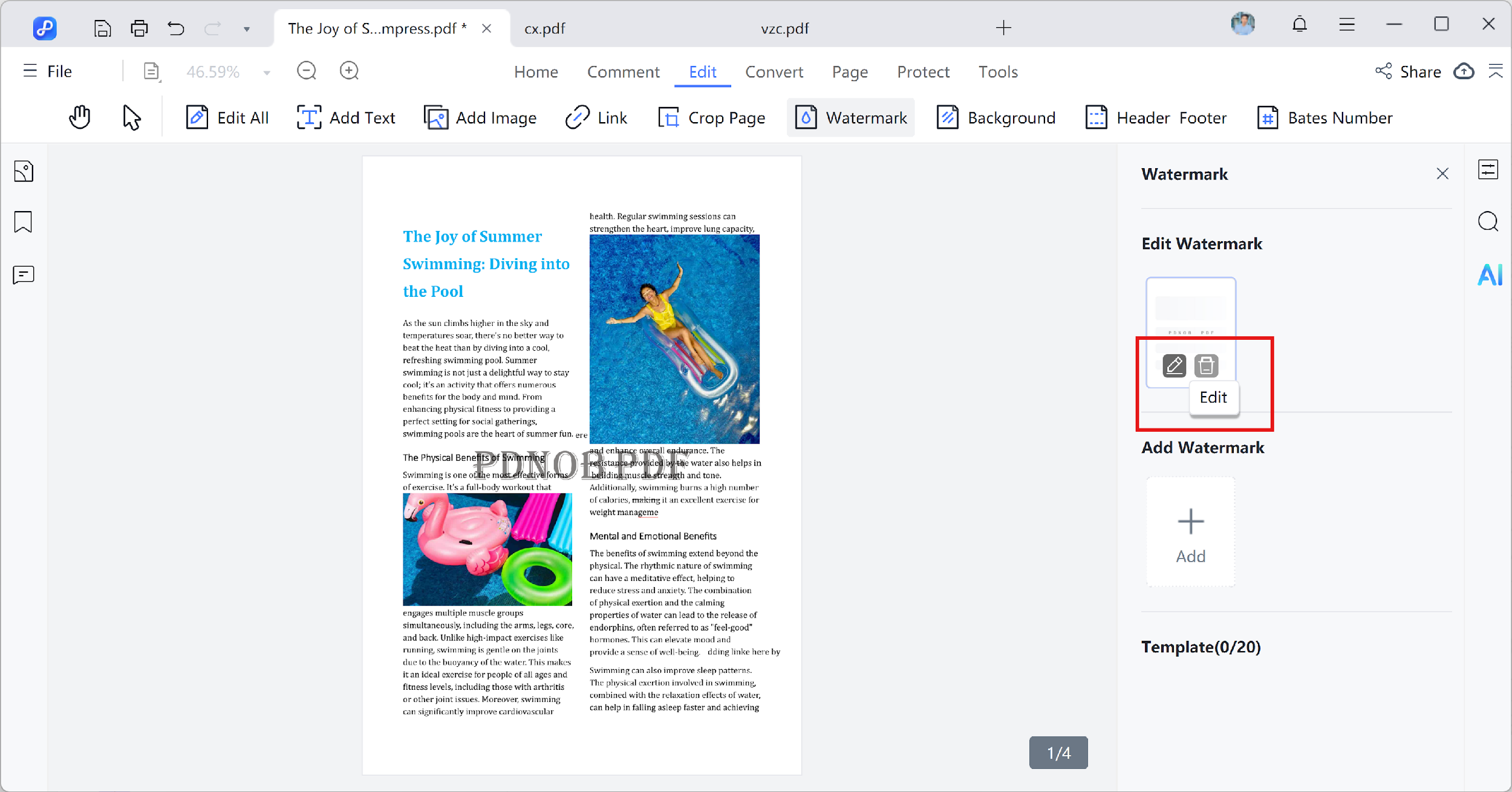 edit current watermark