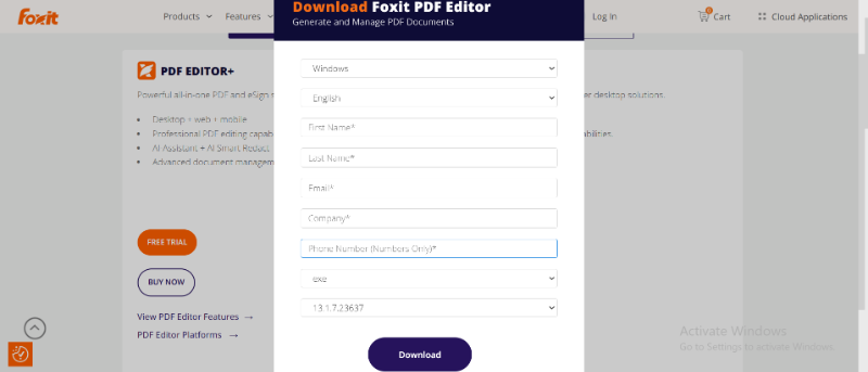fill in Foxit basic information