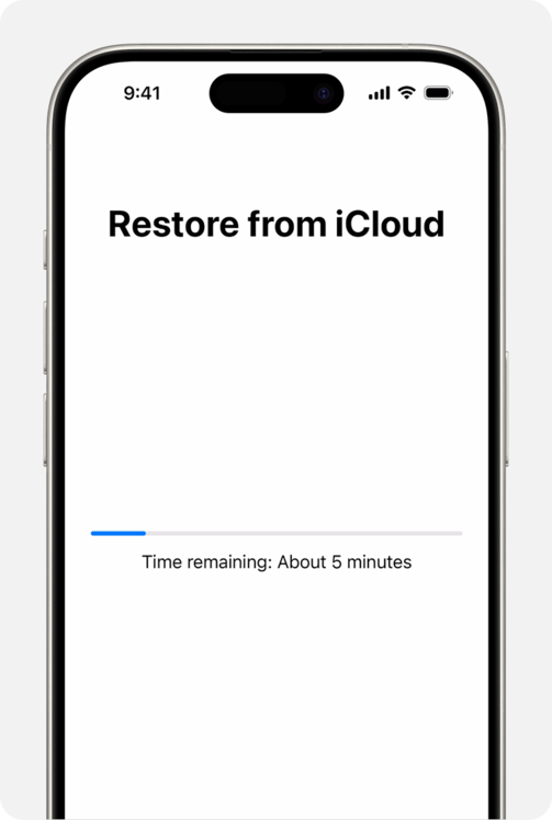 restore from icloud backup in progress