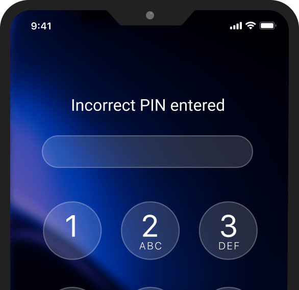Incorrect PIN entered