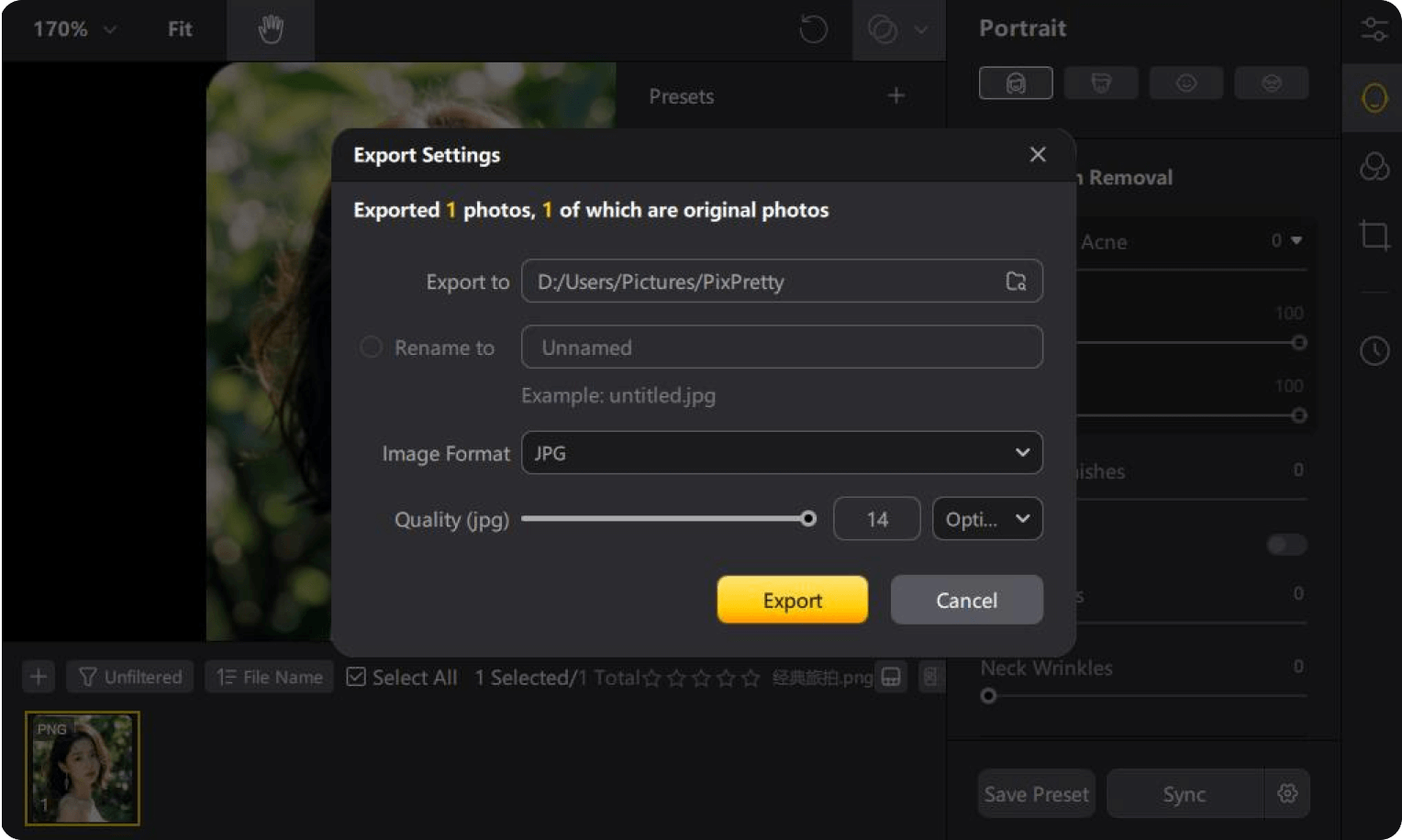 export photos
