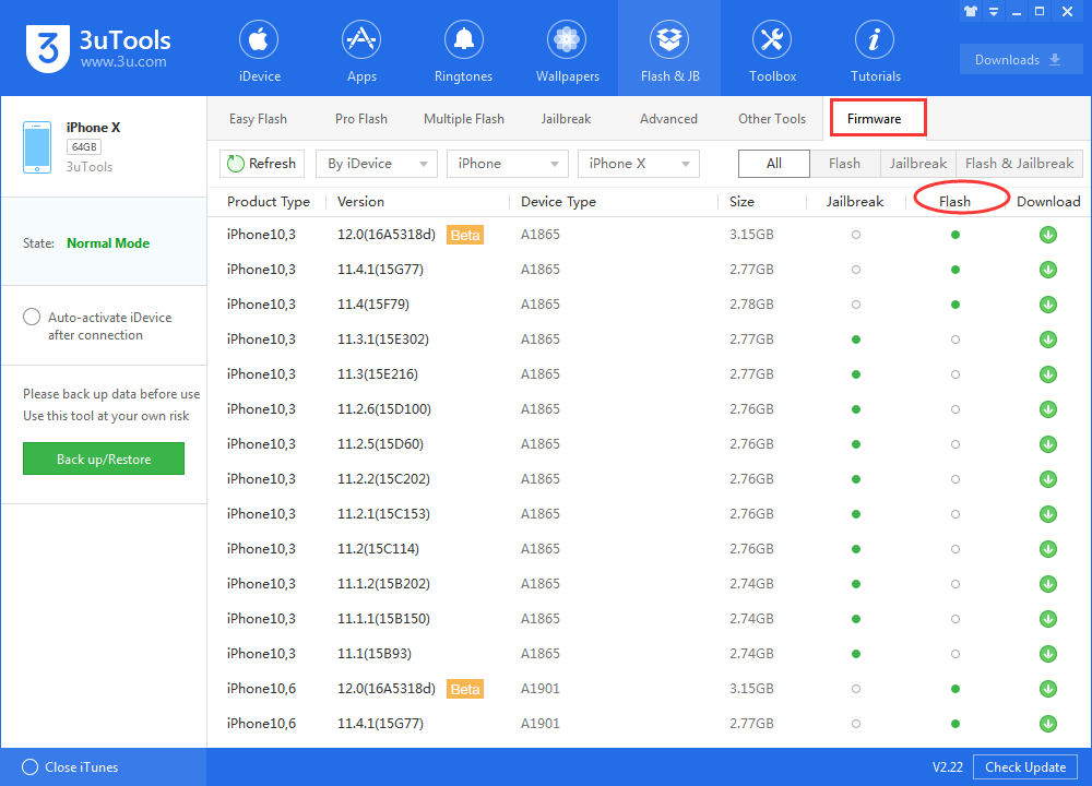 flash iphone by 3utools